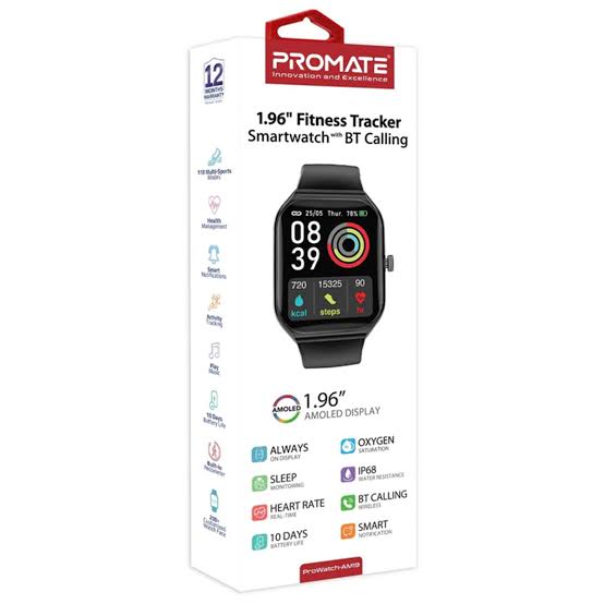 Promate ProWatch-AM19 1.96'' Fitness Tracker Watch