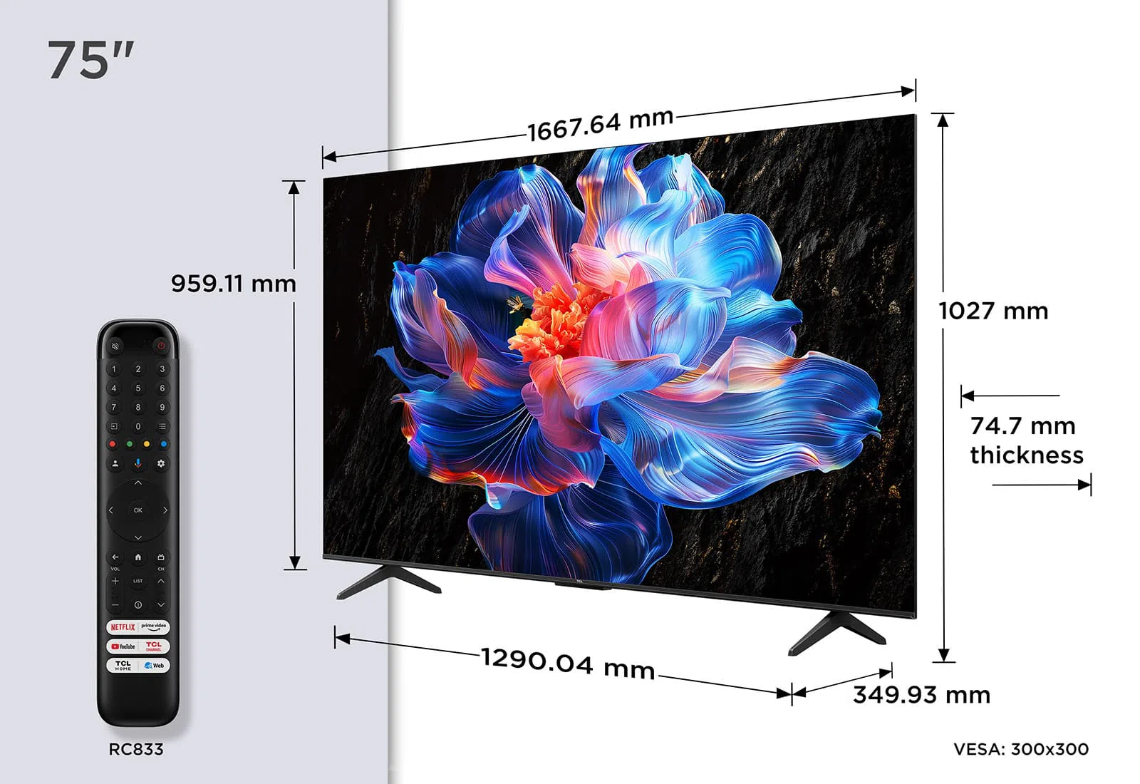 TCL 75 Inch 75V6C 4K UHD Smart Google TV